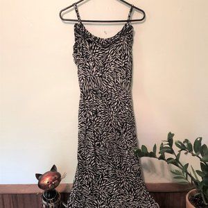 Earthbound Black and White Botanical Maxi Dress